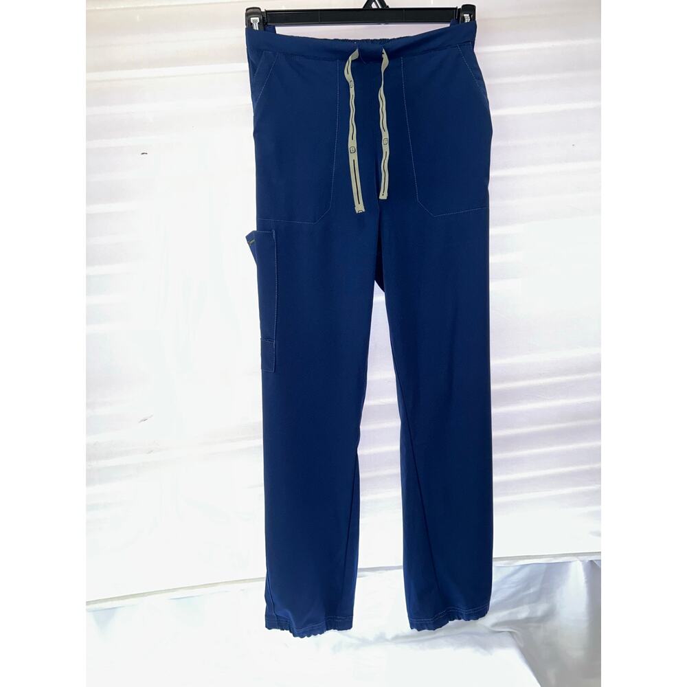 WonderWink Spread Good Cheer Scrub Pants Womens L Navy Blue Cargo Drawstring